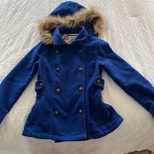 Women’s O’Neill blue wool pea coat jacket - S